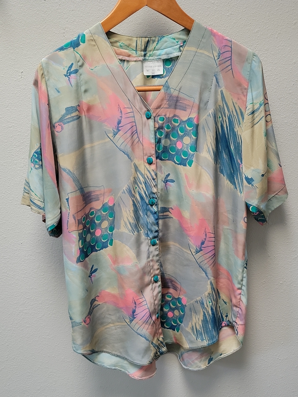 Vtg Dior Silk Abstract Print Short-Sleeve Shirt - Multi
